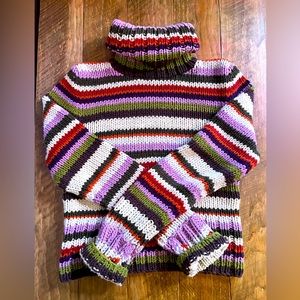Vintage The Limited Handknit colorfully striped turtleneck sweater